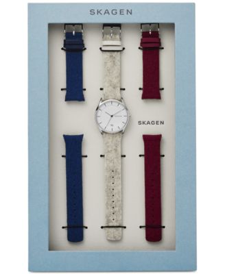 Skagen - Women's Holst Gray Strap Watch & Interchangeable Straps Boxset 34mm SKW1061