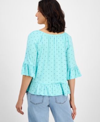 売れ筋商品|||スタイルアンドコー カットソー トップス レディース Women's Printed On-Off Shoulder Top, Exclusively at Macy's Blue Combo Style & Co Women's Printed On/Off Shoulder Top, Exclusively