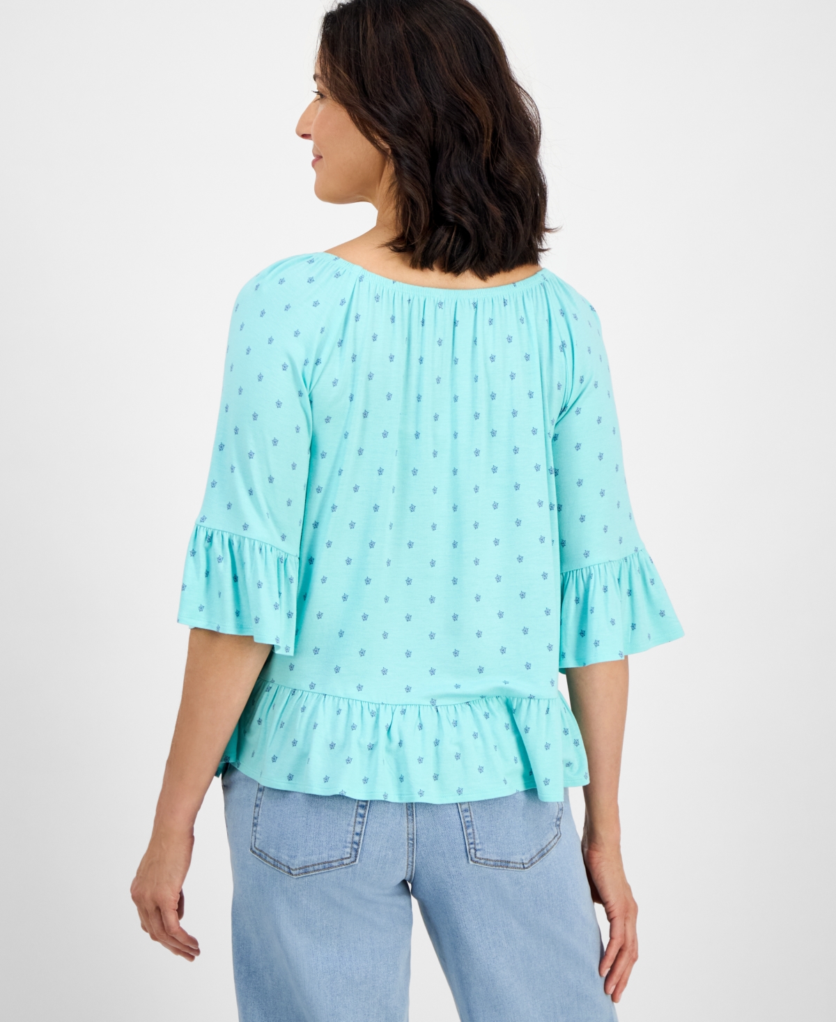 Style & Co Petite Racing Paisley Convertible Top, Exclusively At Macy's In Blue