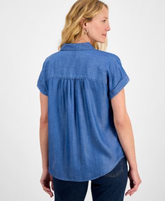 売れ筋商品|||スタイルアンドコー カットソー トップス レディース Women's Chambray Camp Shirt, Exclusively at Macy's Raven Wash Style & Co Women's Chambray Camp Shirt, Exclusively at