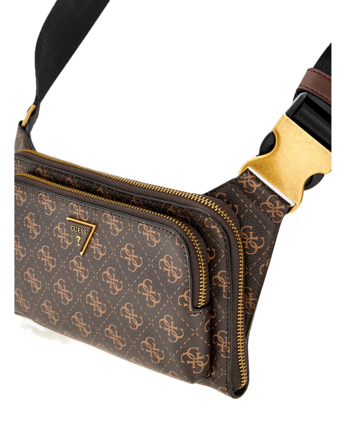 Guess Men's Milano Flat Bum Bag With Front Pocket In Brown,ochre,burgundy