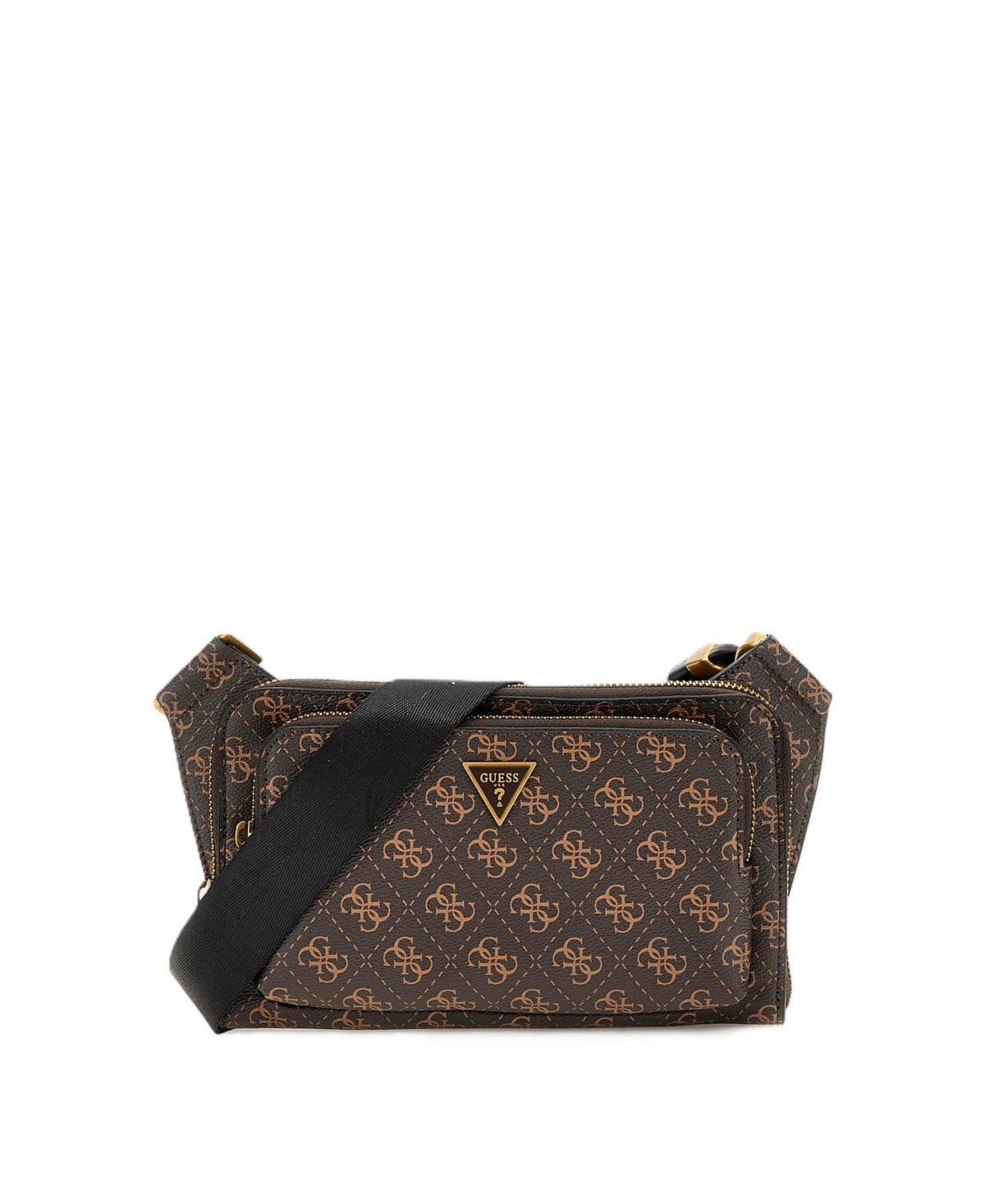 Guess Men's Milano Flat Bum Bag With Front Pocket In Brown,ochre,burgundy