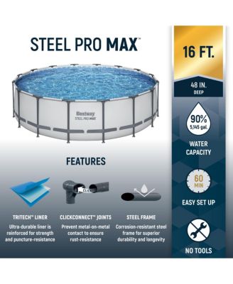 Steel Pro MAX 16'x48" Round Above Ground Swimming Pool with Pump & Cover