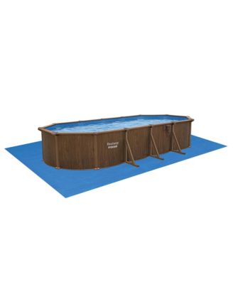 Hydrium 24'x12'x52" Oval Above Ground Swimming Pool Set, Brown Woodgrain