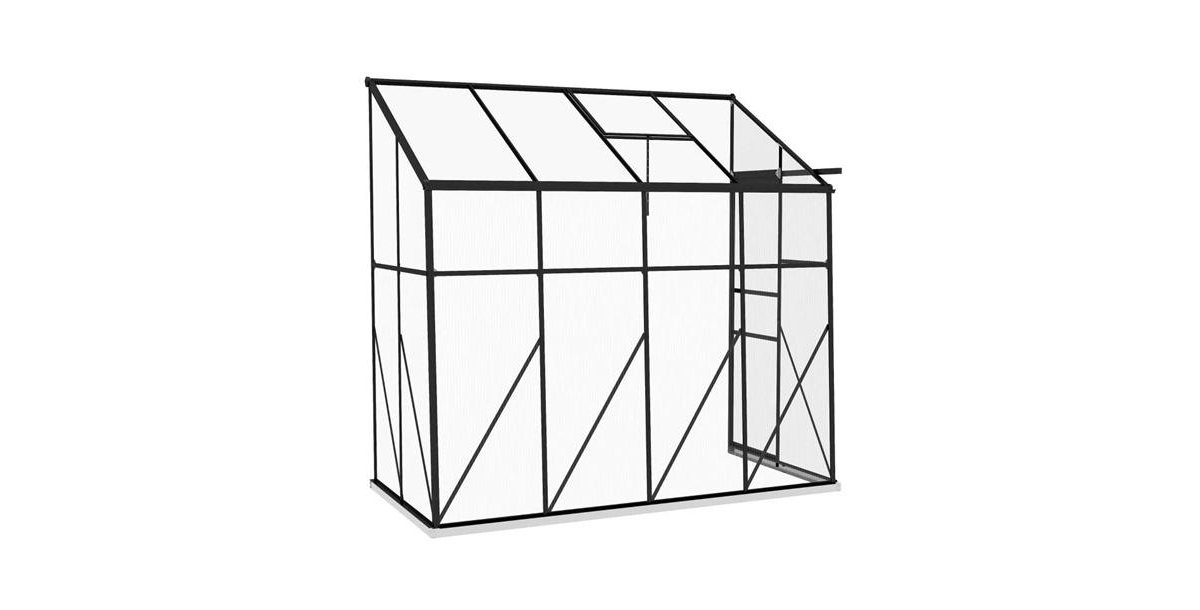 Durable Polycarbonate Lean-to Greenhouse for Outdoor Gardening - Black