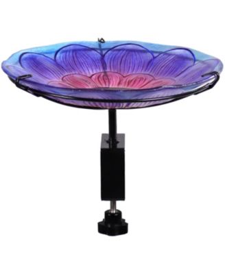 Glass Bird Bath with Deck-Mount or Stake Option