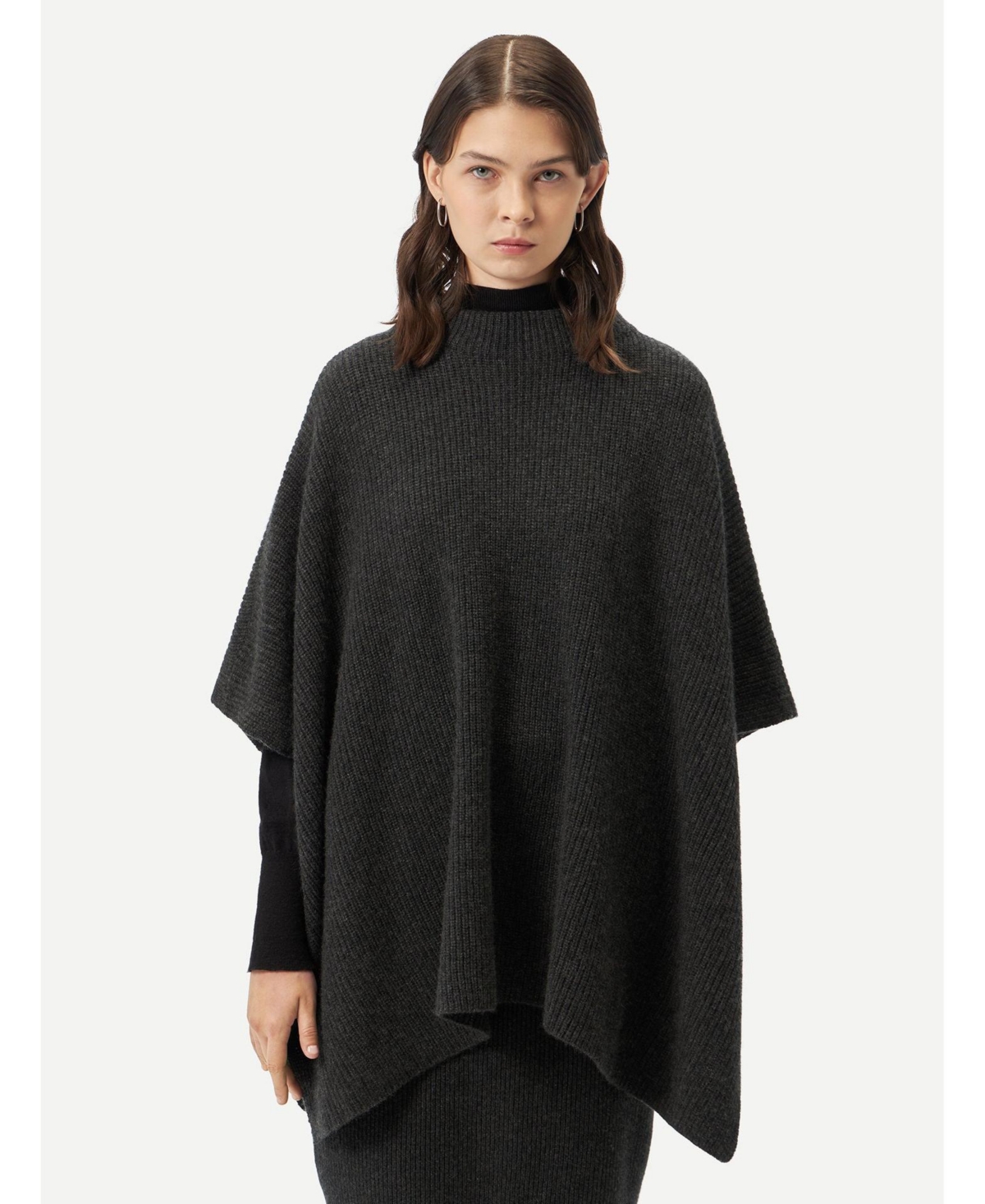 Women's Rib-Knit Cashmere Poncho