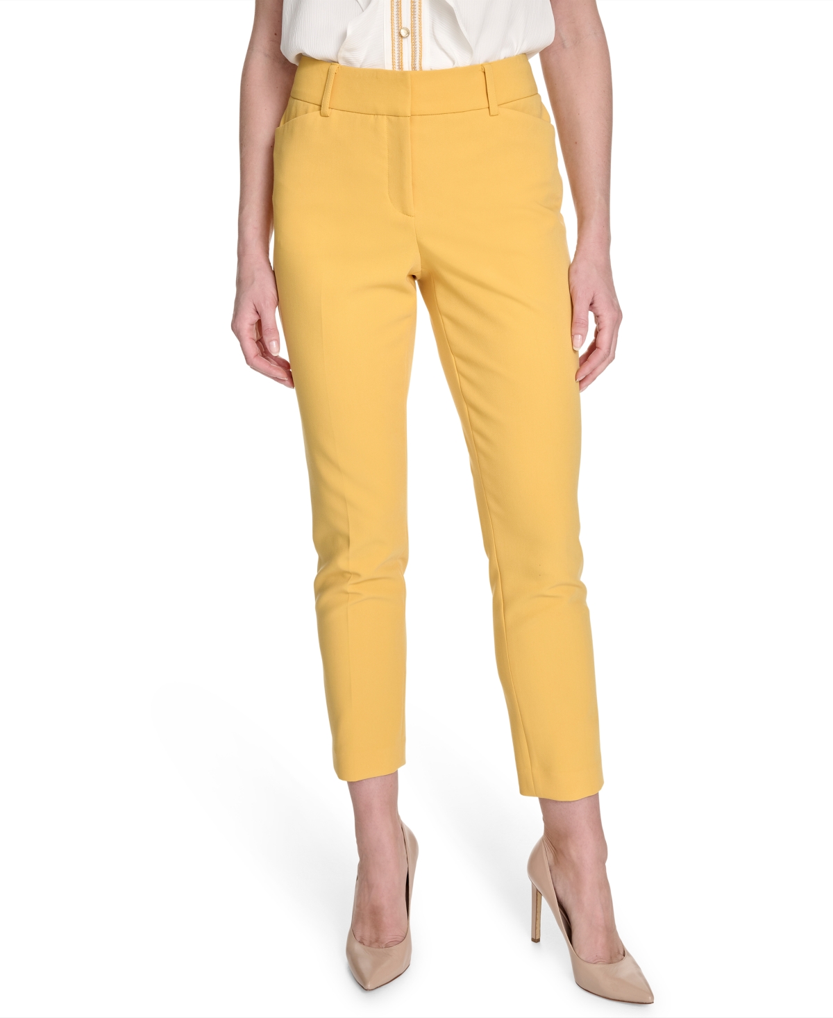 Tommy Hilfiger Womens Ruffle Front Button Up Blouse Open Front Jacket Mid Rise Ankle Pants
