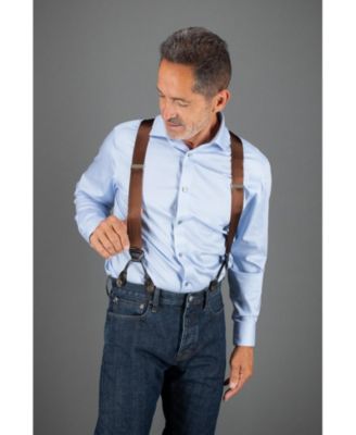 Men's Dutton Solid Colored Silk Button End Suspenders