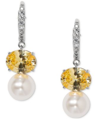 Eliot Danori - Cubic Zirconia & Imitation Pearl Drop Earrings