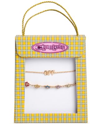 Gold-Tone 2-Pc. Set BFF & Multicolor Crystal Flower Slider Bracelets