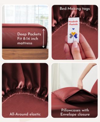 Soft 100% Cotton Sheets Set - Durable Sateen, Deep Pocket - Full