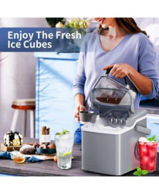 Portable Countertop Ice Maker, 26 lbs/24H with 2 Sizes Bullet Ice Cubes, Handle, Self-Cleaning, 9 Cubes in 6 Min Ice Machine