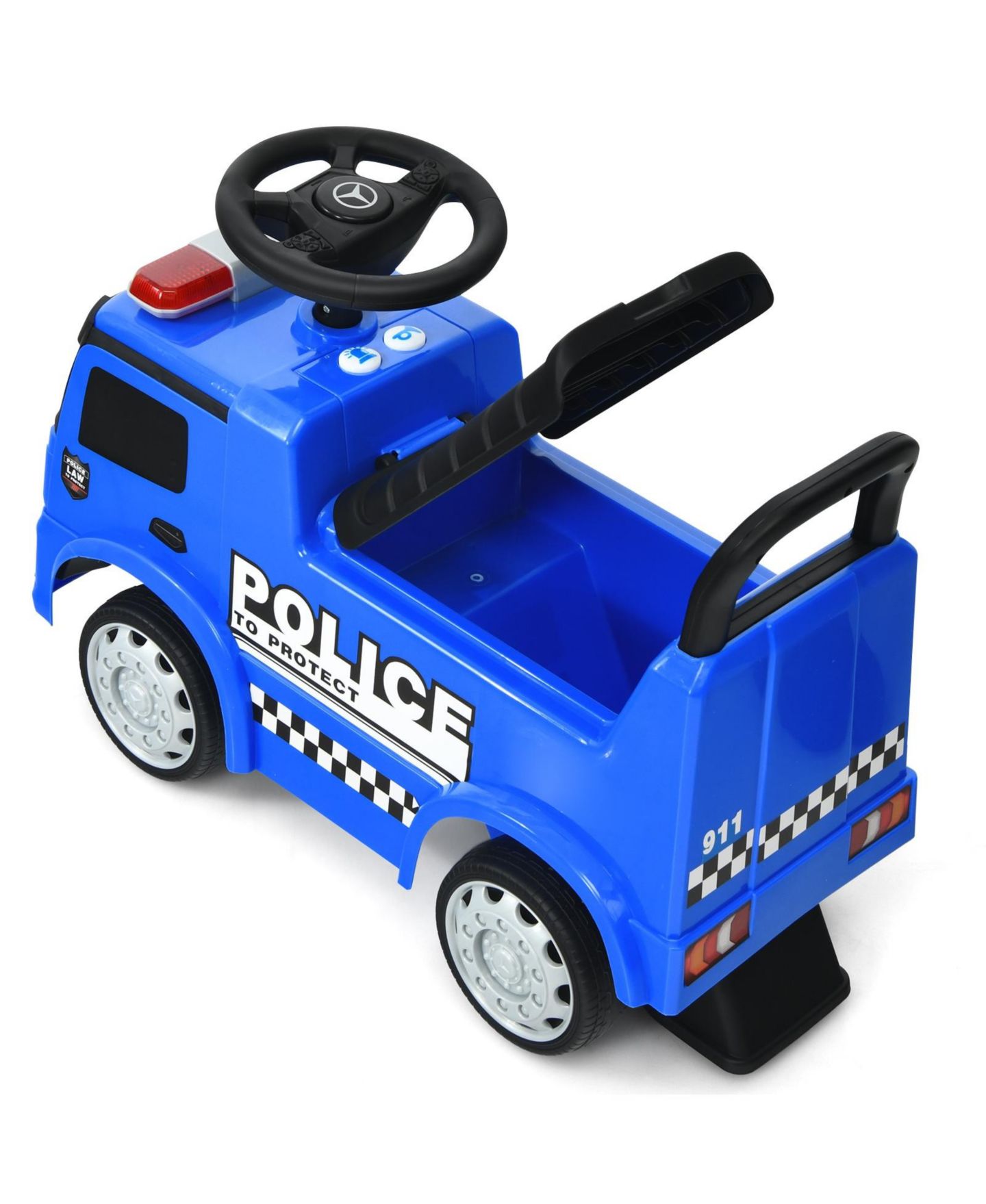 Детская игрушка HONGGE Mercedes-Benz Licensed Ride-On Push Police Car with Horn and Siren Sounds, Ages 12-36 Months, цвет: Синий — фото 9