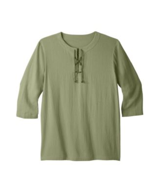 Big & Tall Gauze Lace-Up Shirt