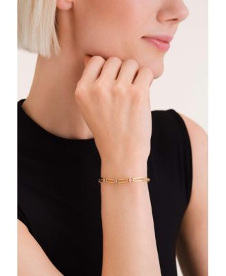 Round Crystals Bracelet In 14K Yellow Gold Plated Stainless Steel