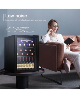 1.7 Cu.Ft. Wine & Beverage Fridge – Holds 16 Bottles & 68 Cans, Digital Temp Control, Blue LED, Glass Door, Freestanding for Home/Bar