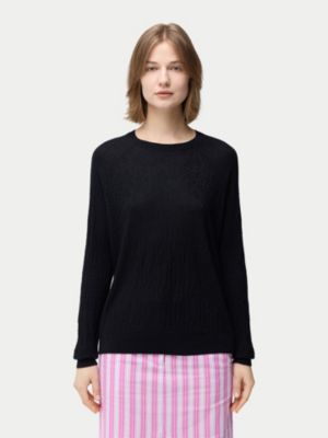 Women's Silk Cashmere Textured Sweater Black