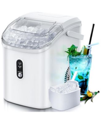 Countertop Nugget Ice Maker, Portable Pebble Ice Machine, 34 lbs/24H, Soft Chewable Ice, Self-Cleaning, One-Touch Operation