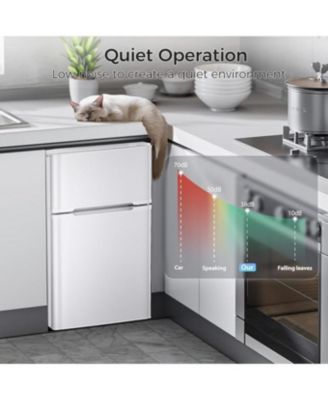 3.2 Cu. Ft. Double-Door Mini Fridge with Freezer and Adjustable Shelves