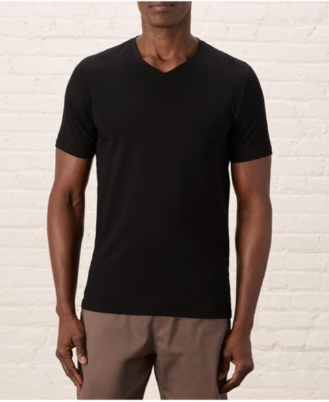 Мужская футболка Pact Organic Cotton Luxe Stretch Jersey Slim V-Neck, цвет: Чёрный