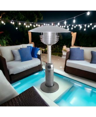 11000 BTU Silver Steel Propane Cylindrical Pole Tabletop Patio Heater