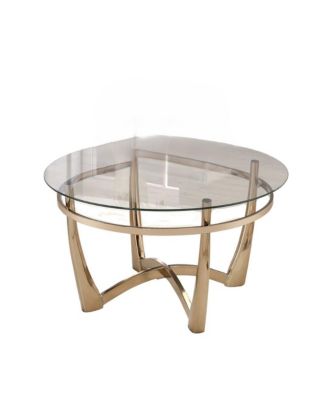 Modern Round Coffee Table – Metal Frame with Glass Surface