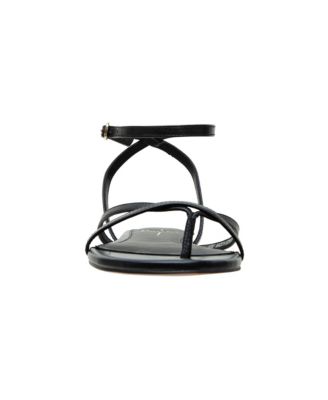 LUZ Women's Strappy Ankle Wrap Flat Leather Sandals