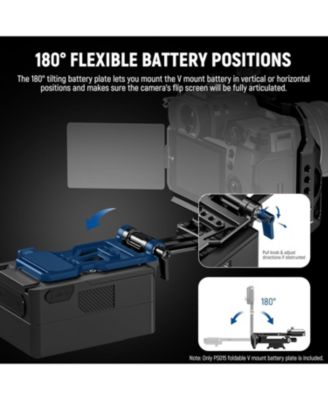 Foldable V Mount Battery Plate with Arca Type Camera Baseplate for RS4 RS3 Gimbal & Tripod, Lightweight DSLR Camera Video Rig Compatible with SmallRig V Mount Battery & Cage, PS015