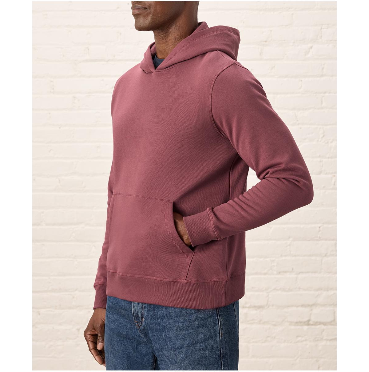 Men's Organic Cotton Cloud Brushed Fleece Pullover Hoodie - Mauve