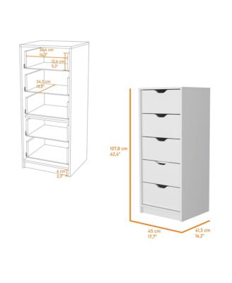 Manufactured Wood 5-Drawer Narrow Dresser – Space-Saving Design