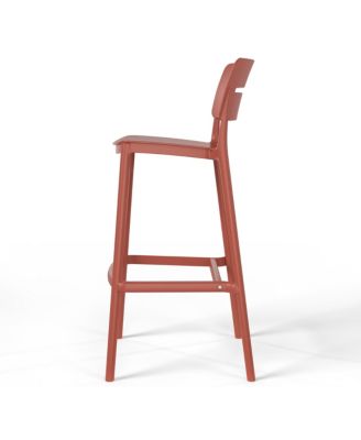 Stackable Polypropylene Resin Plastic Outdoor Patio Bar Stools (Set of 2)