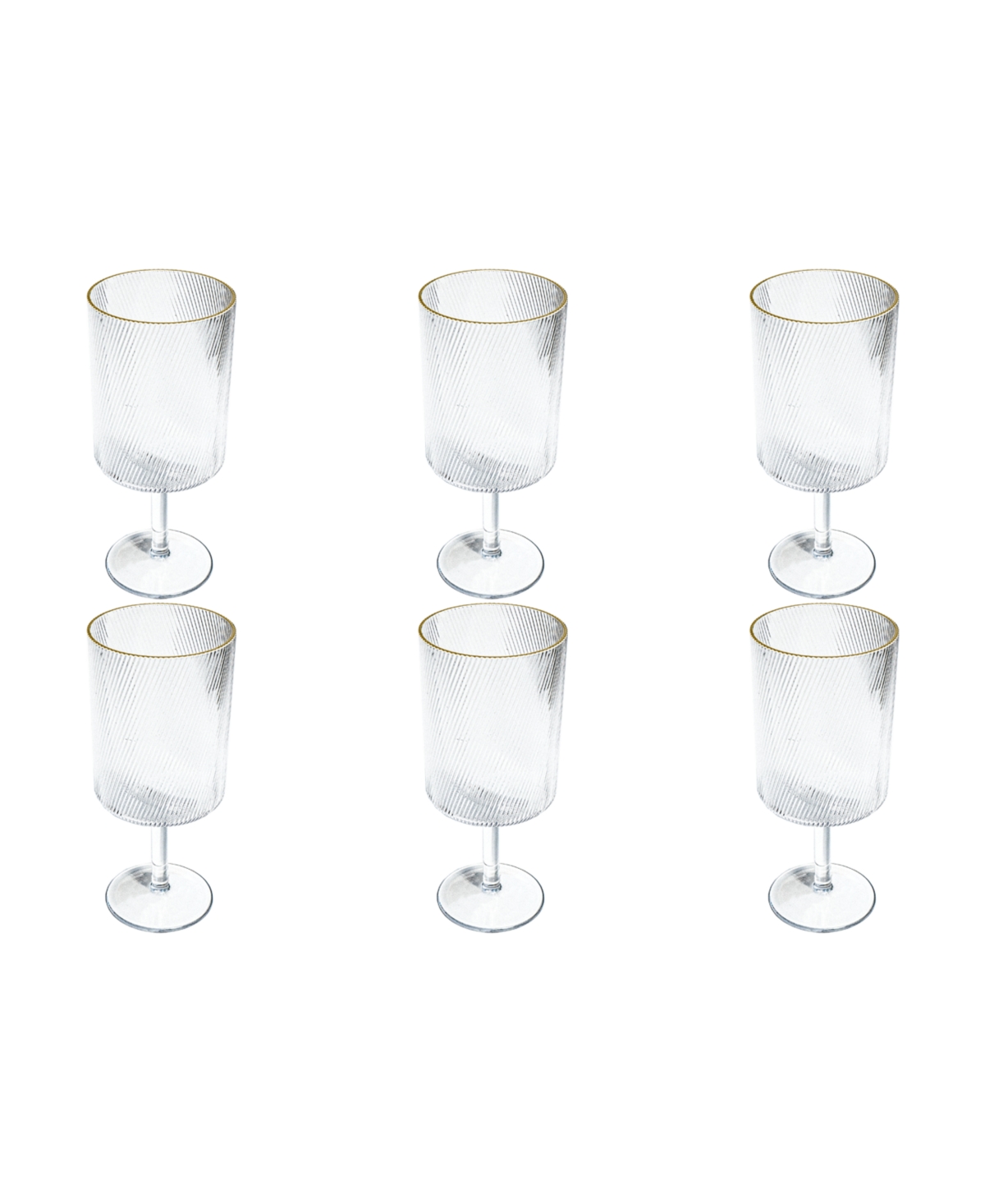 TARHONG STAX OPTIC TWIST GOBLET GLASSES, SET OF 6 
