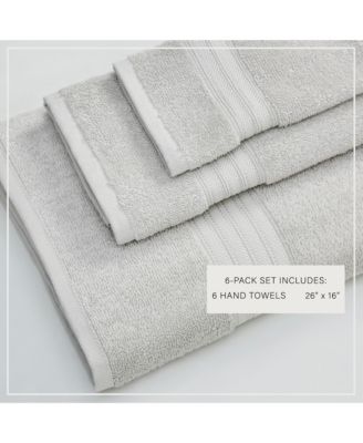 Quick-Drying Cotton 6-Piece Hand Towel Set, 26" x 16"