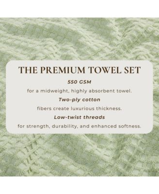 Quick-Drying Cotton Diamond Waffle Textured 6-Piece Bath Towel Set 54x27x0.5 inches,26x16 inches