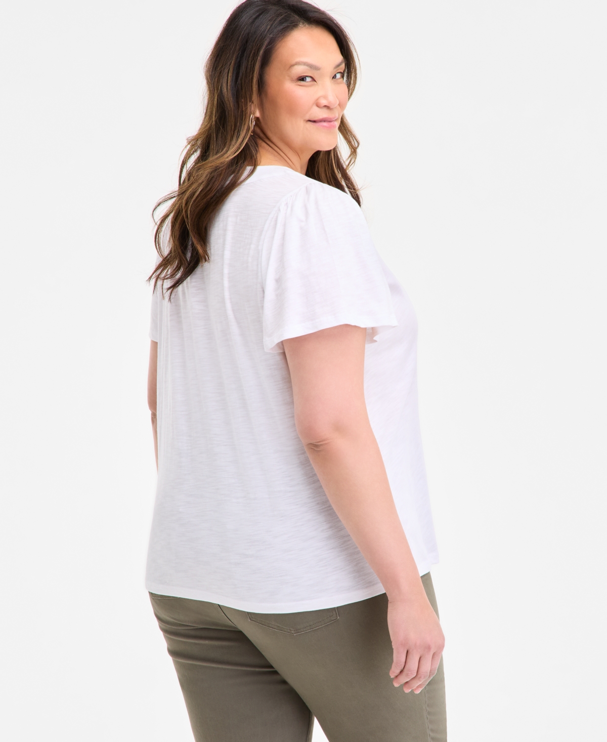 Style & Co Plus Size Square-neck Short-sleeve Top, Exclusively At Macy's