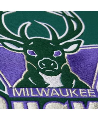 Men's Hunter Green Milwaukee Bucks Hardwood Classics Team Origins Fleece Pullover Hoodie