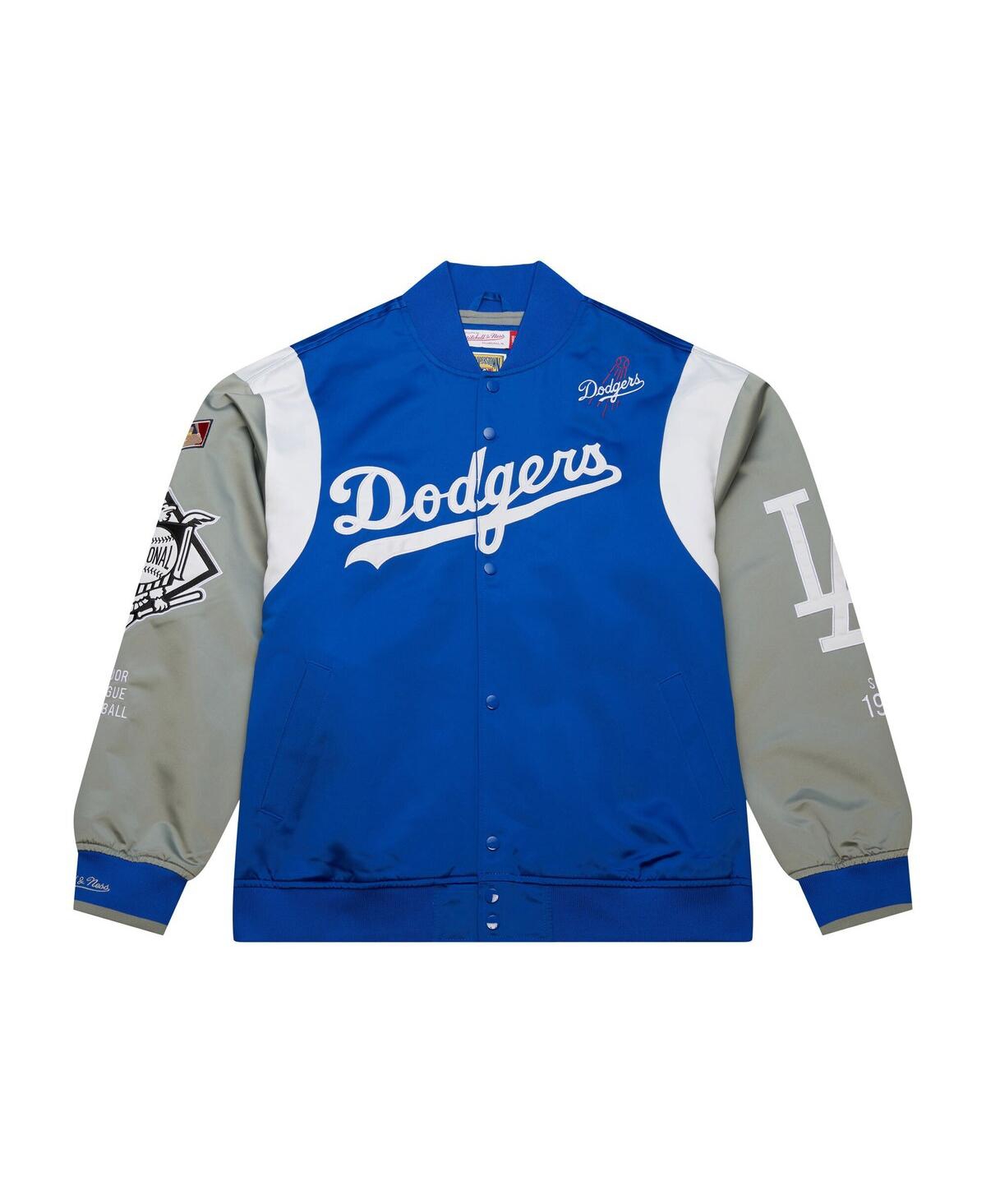 Mitchell & Ness Men's Royal/gray Los Angeles Dodgers Cooperstown Collection Team Origins Satin Full-snap Jacket In Royal,gray