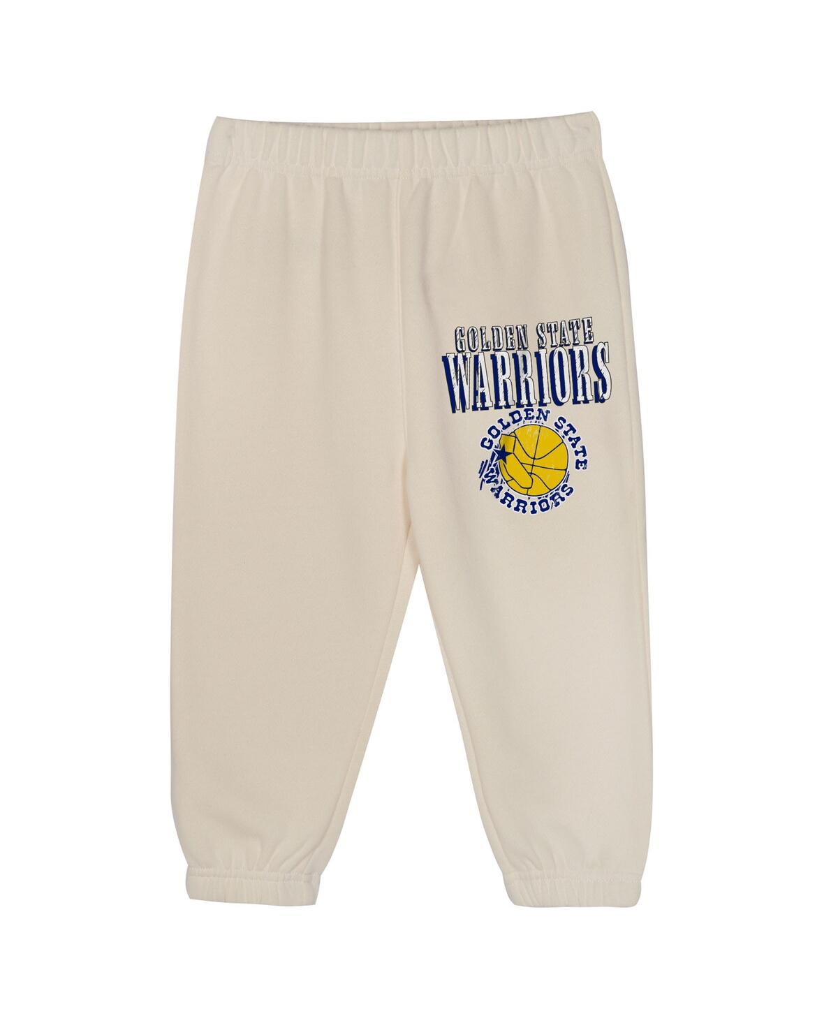 Mitchell & Ness Toddler 2-piece Cream Golden State Warriors Hang Time Oversized Pullover Hoodie And Pants Set In Cream