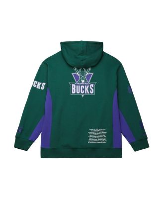 Men's Hunter Green Milwaukee Bucks Hardwood Classics Team Origins Fleece Pullover Hoodie