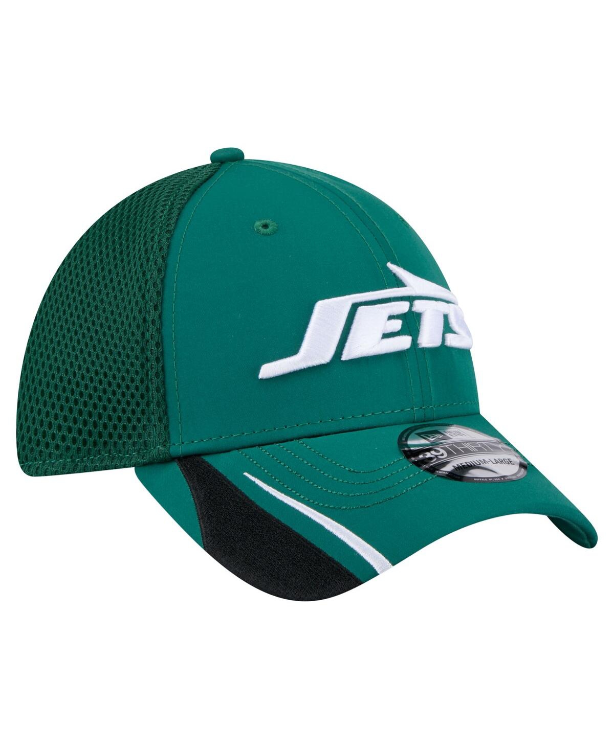 New Era Men's Green New York Jets Game Day Linear 39thirty Flex Hat In Green