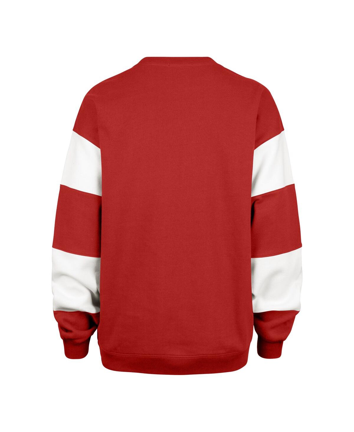 47 BRAND WOMEN'S RED DETROIT RED WINGS EEPHUS BARRED PULLOVER SWEATSHIRT 