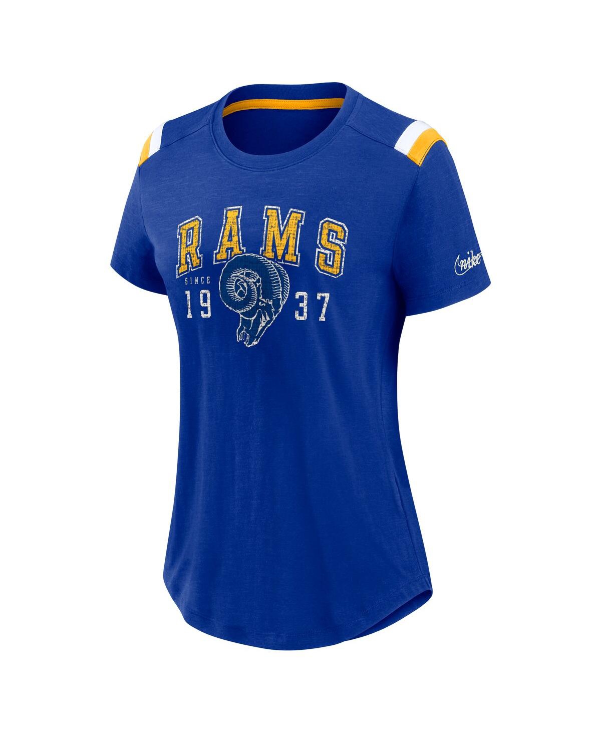 Nike Women's Heather Royal Los Angeles Rams Historic Slub Fashion T-shirt In Heather Royal