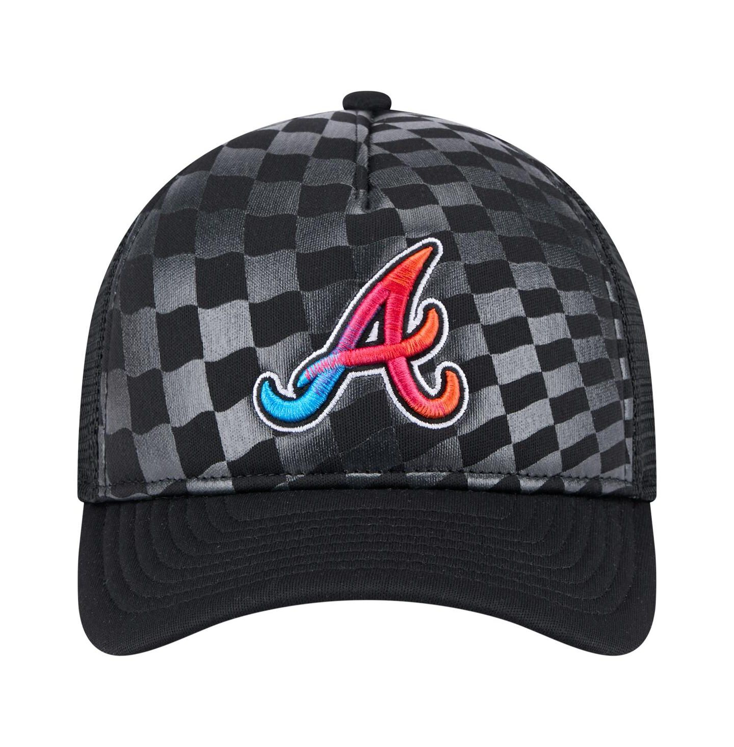 Мужская кепка New Era Black Atlanta Braves Gradient 9FORTY A-Frame M-Crown Trucker Adjustable Hat — фото 5