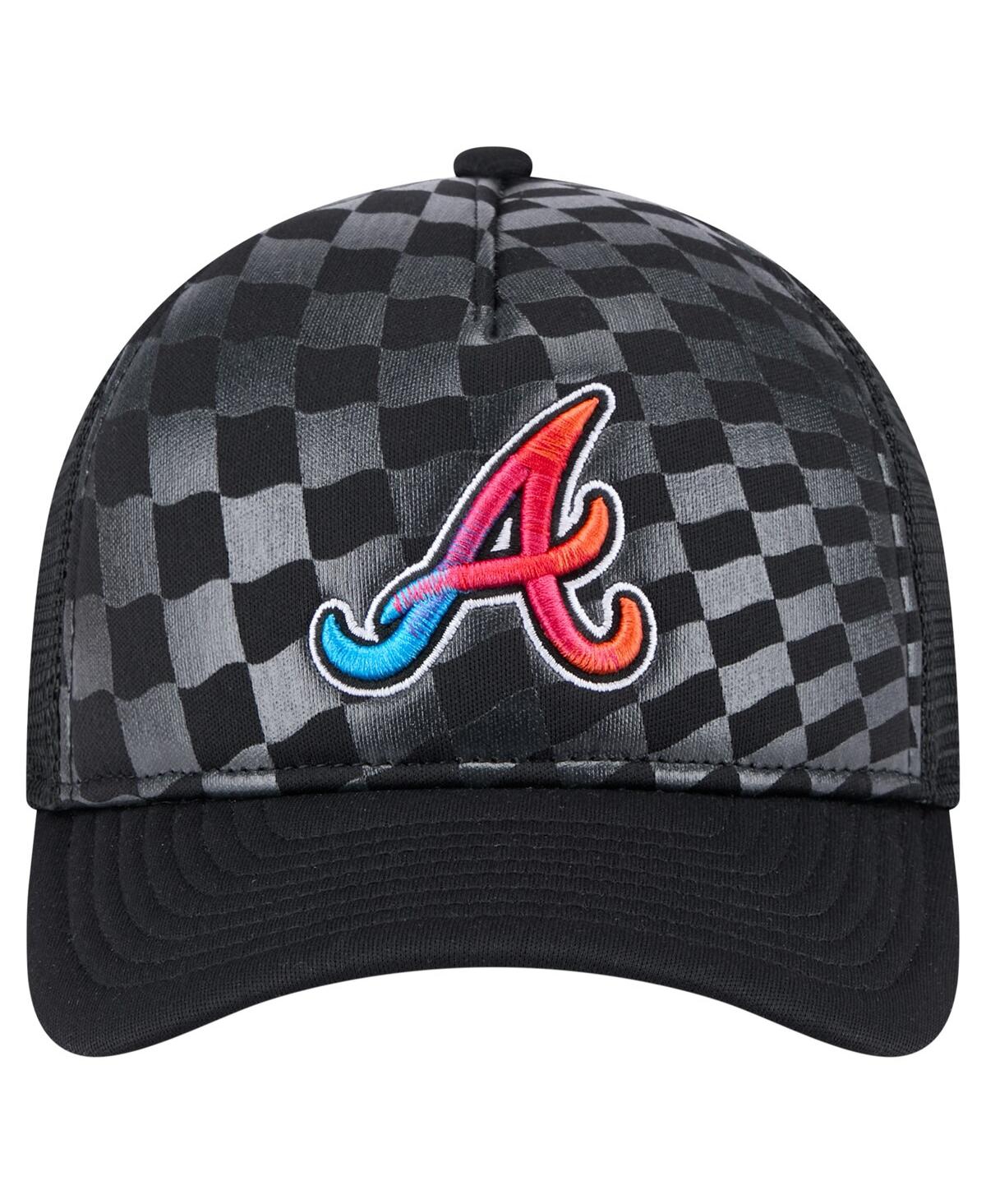 New Era Men's Black Atlanta Braves Gradient 9forty A-frame M-crown Trucker Adjustable Hat In Black