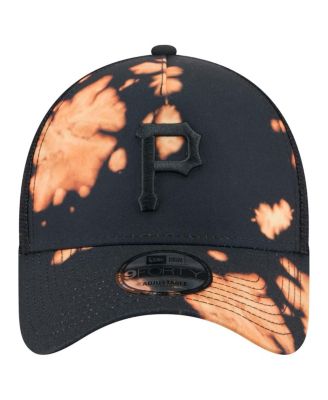 Men's&nbsp;Black Pittsburgh Pirates Bleached A-Frame 9FORTY Adjustable Hat
