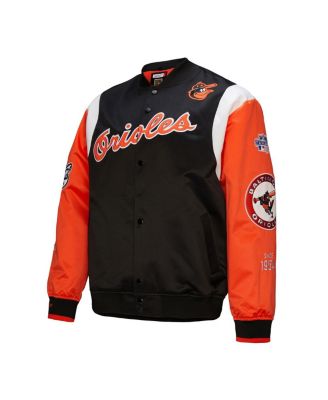 Men's Black/Orange Baltimore Orioles Cooperstown Collection Team Origins Satin Full-Snap Jacket