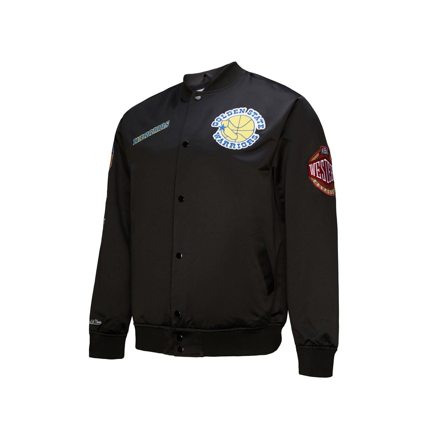 Мужская куртка Mitchell & Ness Black Golden State Warriors Blackout Collection Vintage Full-Snap Satin — фото 5
