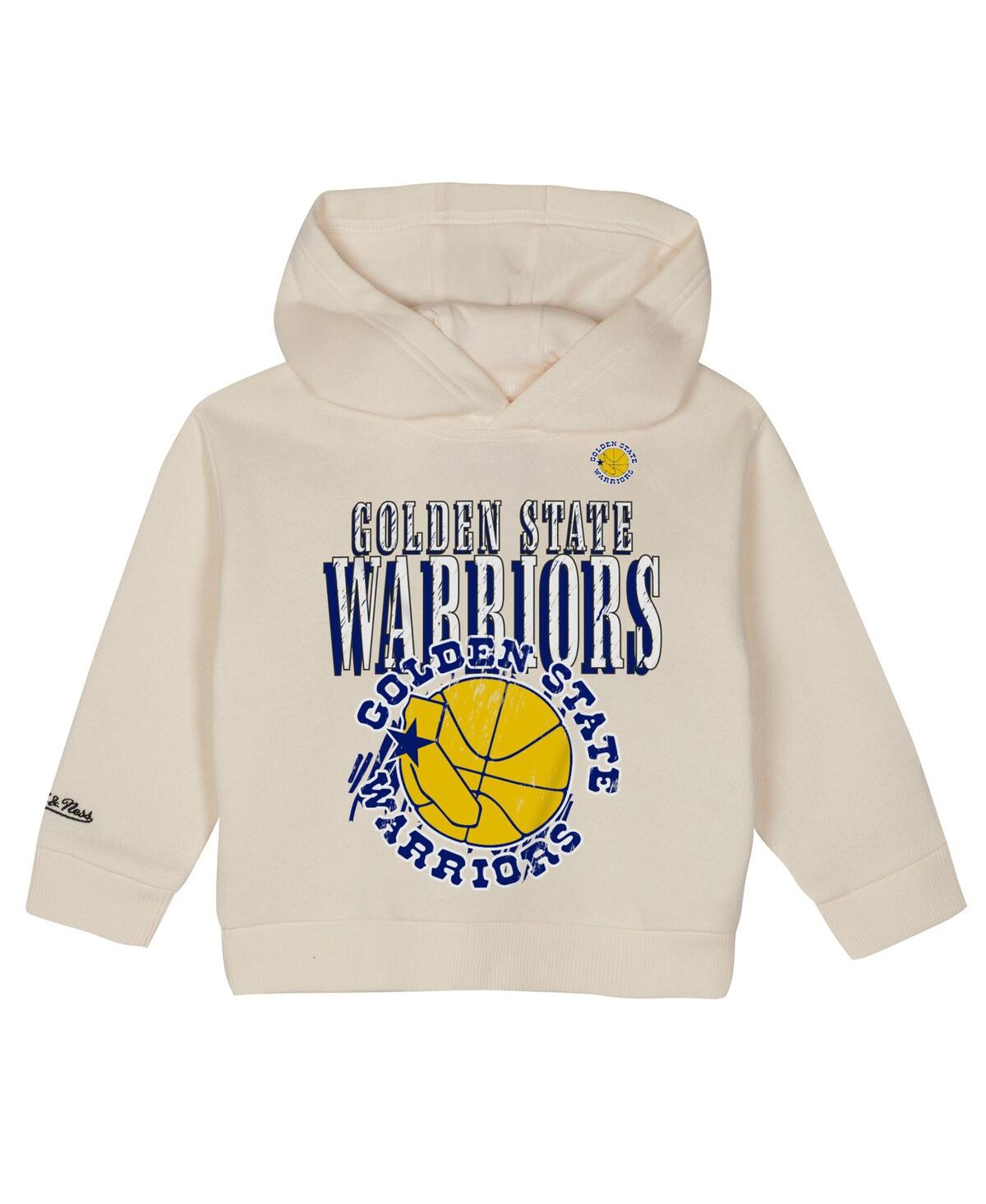 Mitchell & Ness Toddler 2-piece Cream Golden State Warriors Hang Time Oversized Pullover Hoodie And Pants Set In Cream