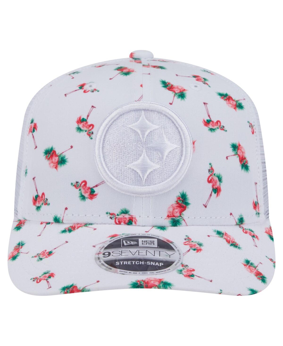 New Era Men's White Pittsburgh Steelers Adventure Flamingo Pattern 9seventy Stretch-snap Hat In White